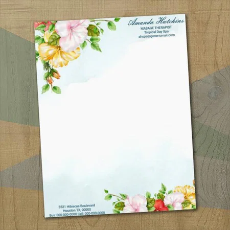 Tropical Floral Customized Printed Letterheads
