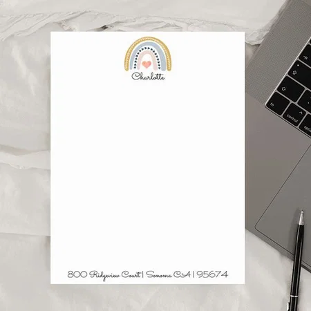 Watercolor Rainbow Design Customized Printed Letterheads