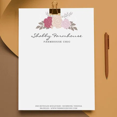 Floral Rose Boutique Design Customized Printed Letterheads