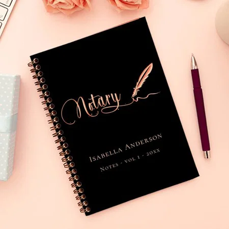 Notary Loan Signing Agent Black Gold Signature Customized Photo Printed Notebook