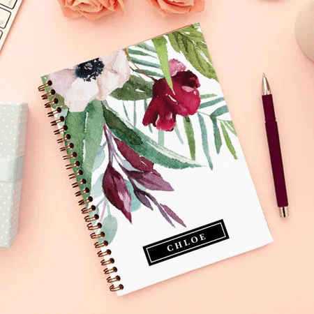 Floral Design Spiral Customized Photo Printed Notebook