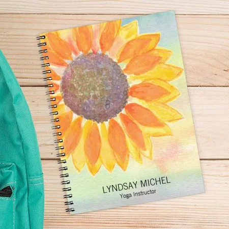 Name Yoga Instructor Sunflower Customized Photo Printed Notebook