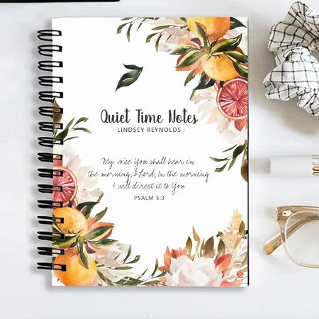 Elegant Citrus Botanical Monogram Customized Photo Printed Notebook