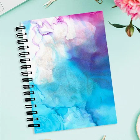 Funky Abstract Pastel Marbled Alcohol Ink Design Customized Photo Printed Notebook