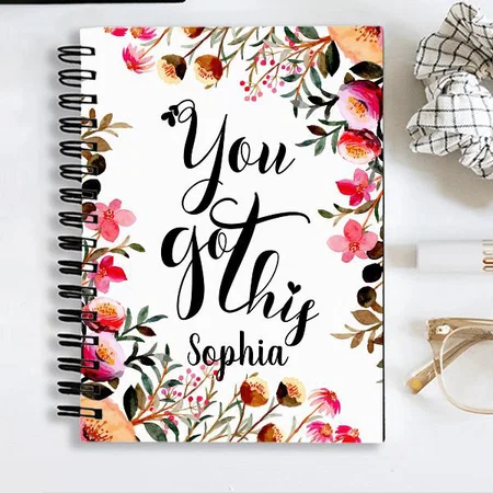 You Got This Pretty Watercolor Floral Design Customized Photo Printed Notebook