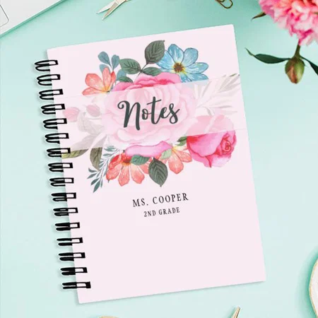 Watercolor Floral Bouquet Customized Photo Printed Notebook