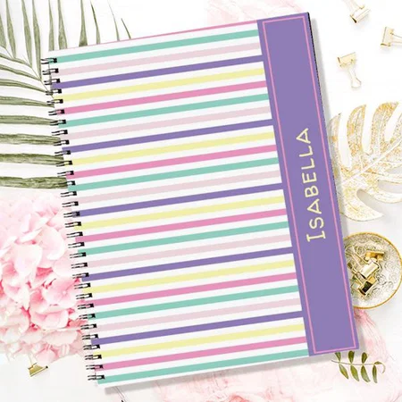 Girly Pastel Stripes Customized Photo Printed Notebook