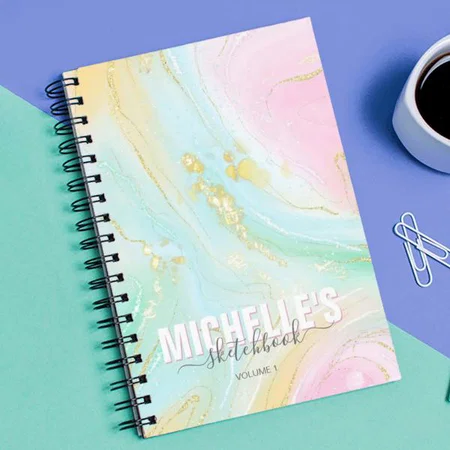 Modern Girly Pastel Design Customized Photo Printed Notebook