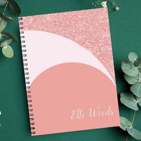 Pink Pastel Glitter Customized Photo Printed Notebook