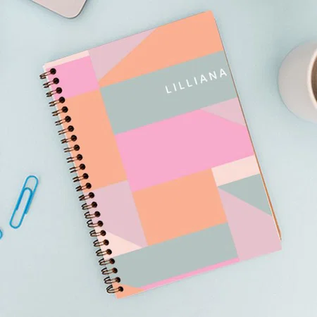 Cute Pastel Color Block Geometric Customized Photo Printed Notebook