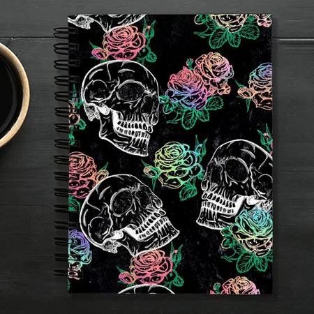 Sugar Skull Ombre Roses Customized Photo Printed Notebook