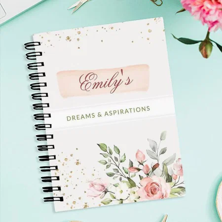 Elegant Ladies Girly Diary Floral Pastel Pink Customized Photo Printed Notebook