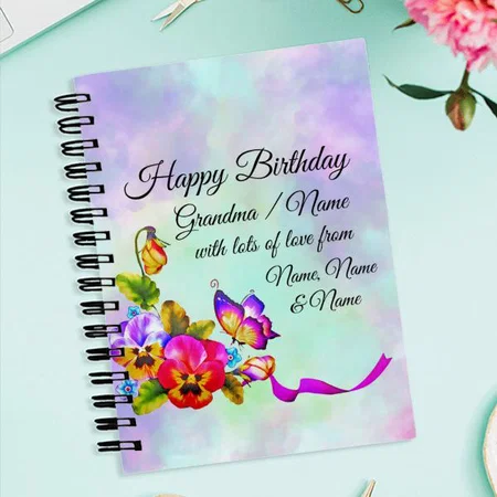 Birthday with Floral Design Customized Photo Printed Notebook