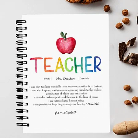 Modern Watercolor RainbowDesign for Teacher Customized Photo Printed Notebook