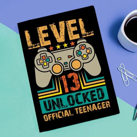 13th Birthday Gift Boys Level 13 Unlocked Official Customized Photo Printed Notebook