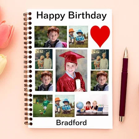 Modern Birthday 11 Photo Collage Customized Photo Printed Notebook