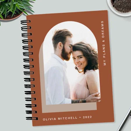 Simple Arch Modern Terracotta with Photo Customized Photo Printed Notebook