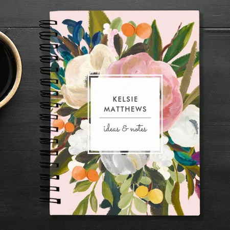 Botanical Bliss Pretty Painted Floral Customized Photo Printed Notebook