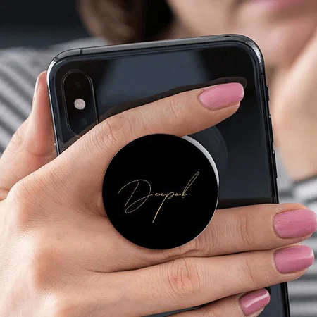 Modern Gold Elegant Script Name Customized Printed Phone Grip Holder Sockets