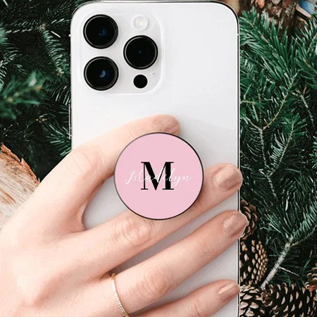 Monogram Black and White Modern Customized Printed Phone Grip Holder Sockets