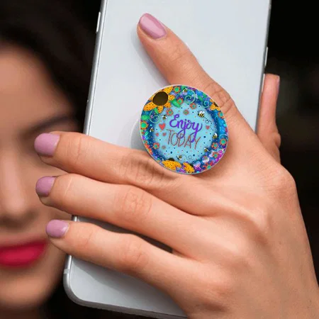 Enjoy Today Floral Design Customized Printed Phone Grip Holder Sockets