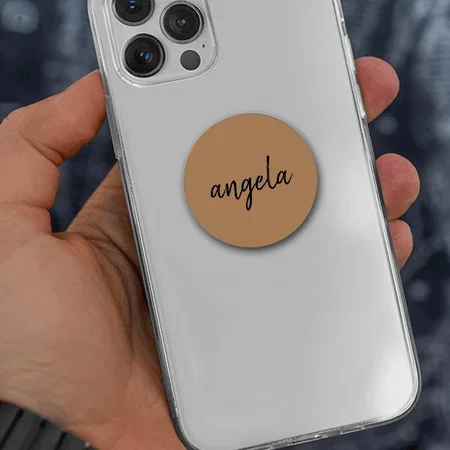 Modern Brown Stylish Customized Printed Phone Grip Holder Sockets
