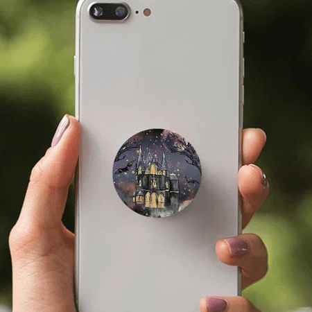Haunted House Spooky Full Moon Tree and Bats Design Customized Printed Phone Grip Holder Sockets