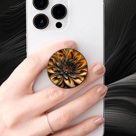 Vibrant Abstract Flower Art Emblem Customized Printed Phone Grip Holder Sockets