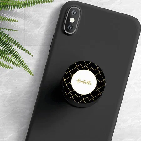 Trendy Chic Geometric Golden Blush Tiles Pattern Customized Printed Phone Grip Holder Sockets