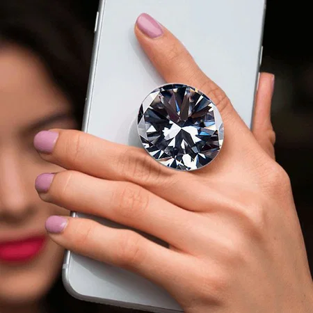 Elegant Diamond Gem Customized Printed Phone Grip Holder Sockets