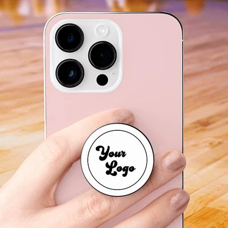 Black White Retro Logo Customized Printed Phone Grip Holder Sockets