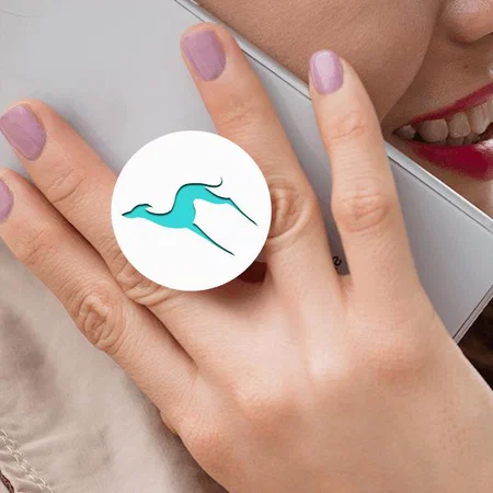 Whippet Turquoise Blue Silhouette Customized Printed Phone Grip Holder Sockets