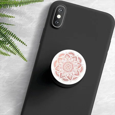Beautiful Flower Rose Gold Mandala Customized Printed Phone Grip Holder Sockets