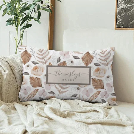 Boho Floral Design Customized Photo Printed Pillow Cover