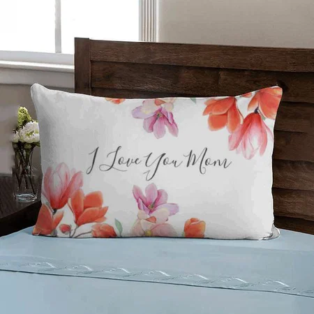 Floral Love You Mom Customized Photo Printed Pillow Cover