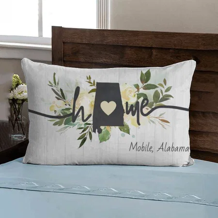 Green Leaf And Flower Design Customized Photo Printed Pillow Cover