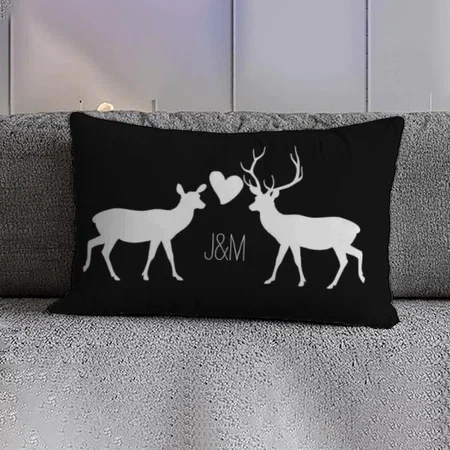 Woodland Deer Love Monogram Customized Photo Printed Pillow Cover