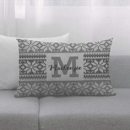 Snowflake Pattern Monogram Customized Photo Printed Pillow Cover