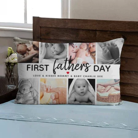 Father's Day Picture Collage Customized Photo Printed Pillow Cover
