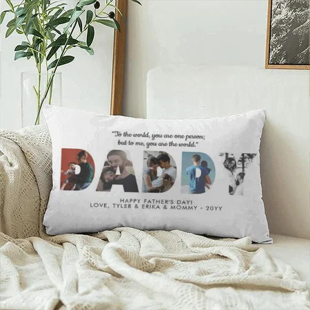 Happy Father's Day Daddy Photo Collage Customized Photo Printed Pillow Cover