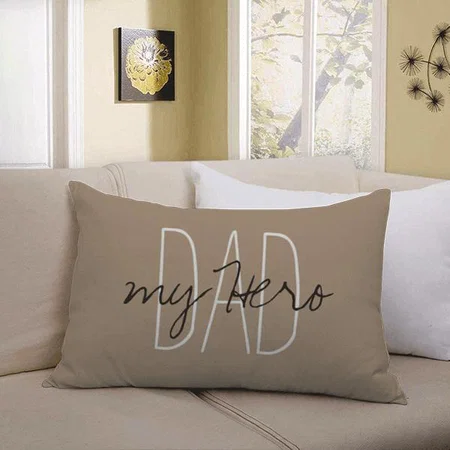 Dady My Hero Monogram Design Customized Photo Printed Pillow Cover
