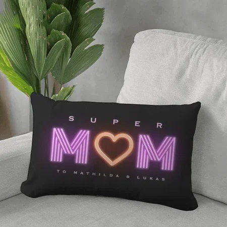 Retro Super Mom Neon Heart Happy Mother's Day Design Customized Photo Printed Pillow Cover
