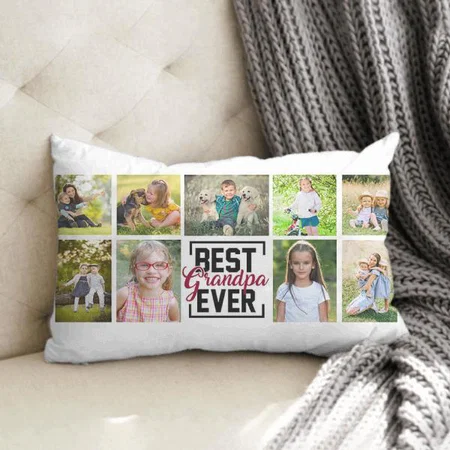 Best Grandpa Ever 9 Family Photo Collage Customized Photo Printed Pillow Cover
