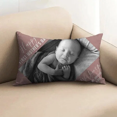 Elegant First Mother’s Day Rose Gold Photo Customized Photo Printed Pillow Cover