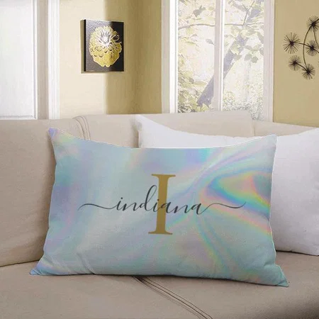 Holographic Abstract Monogram Design Customized Photo Printed Pillow Cover