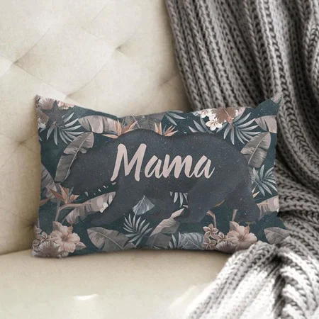 Bear Floral Pink Gray Design Customized Photo Printed Pillow Cover