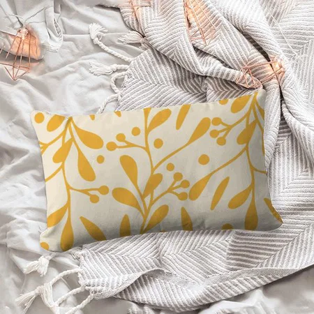Yellow Botanical Leaves Modern Pattern Customized Photo Printed Pillow Cover