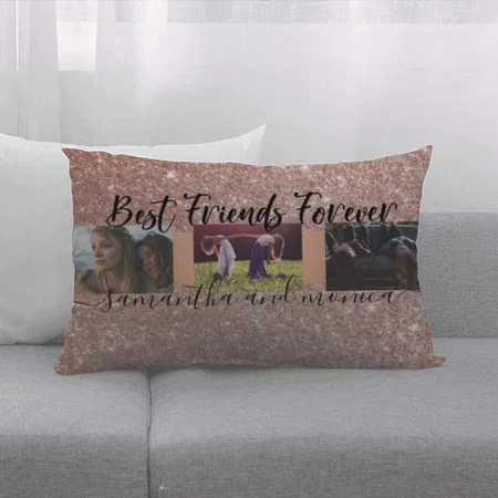 Rose Gold Best Friends Monogram With Photo Customized Photo Printed Pillow Cover