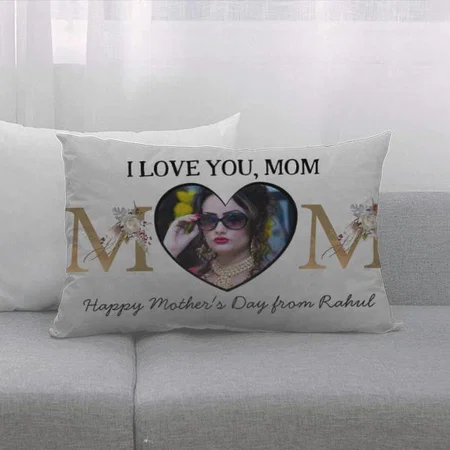 Mom Floral Heart Photo Customized Photo Printed Pillow Cover