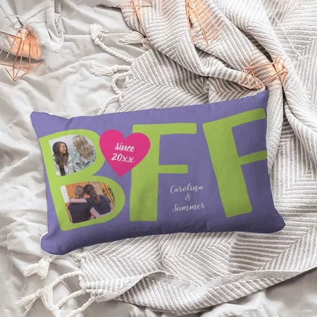 Best Friends BFF Cute 2-Photo Collage Customized Photo Printed Pillow Cover